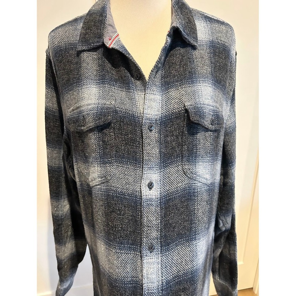 Men's Flag and Anthem Plaid Flannel Long Sleeve‎ Button Up Shirt Outdoor Warm